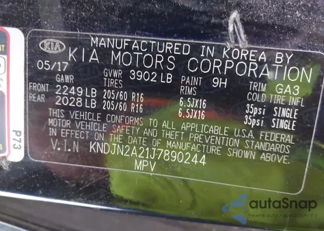 2018 Kia Soul из США, поврежденный, VIN KNDJN2A21J7890244